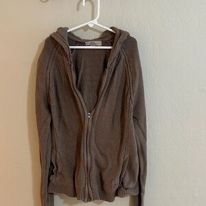 Cozy Brown REI Hooded Zip-Up Sweater
